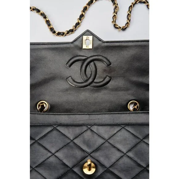 Authentic CHANEL 24K Vintage Classic Single Flap Bag Quilted Lambskin Chain Tote - Picture 8 of 11